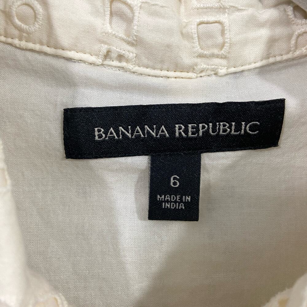 Banana Republic Eyelet Sleeveless Pocket Dress Ivory Size 6 - Picture 4 of 7